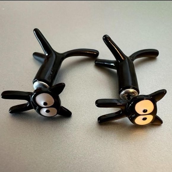 Black Cat Earrings Halloween Spooky Animal Lovers Jewelry Punk Goth Brand New - Picture 5 of 7